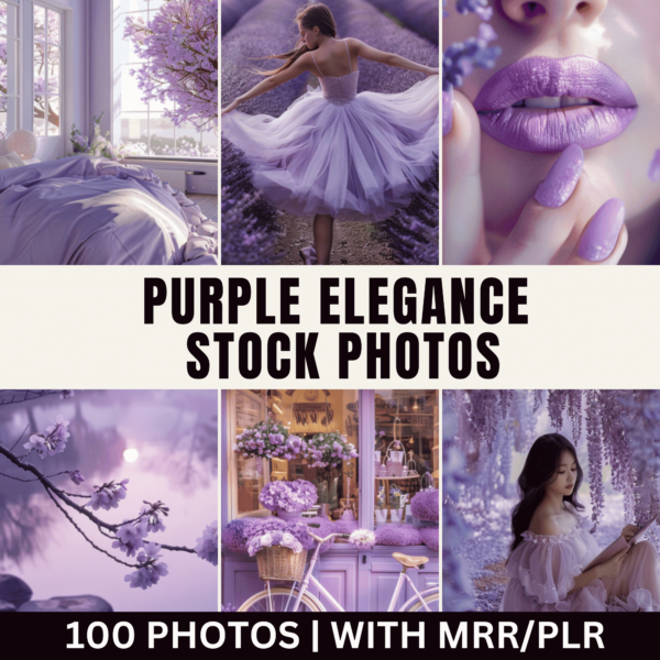 100 Purple Elegance Stock Photos with Master Resell Rights (MRR Stock Photos)