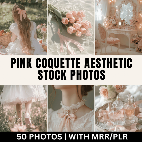 50 Soft Pink Coquette Stock Photos with Master Resell Rights